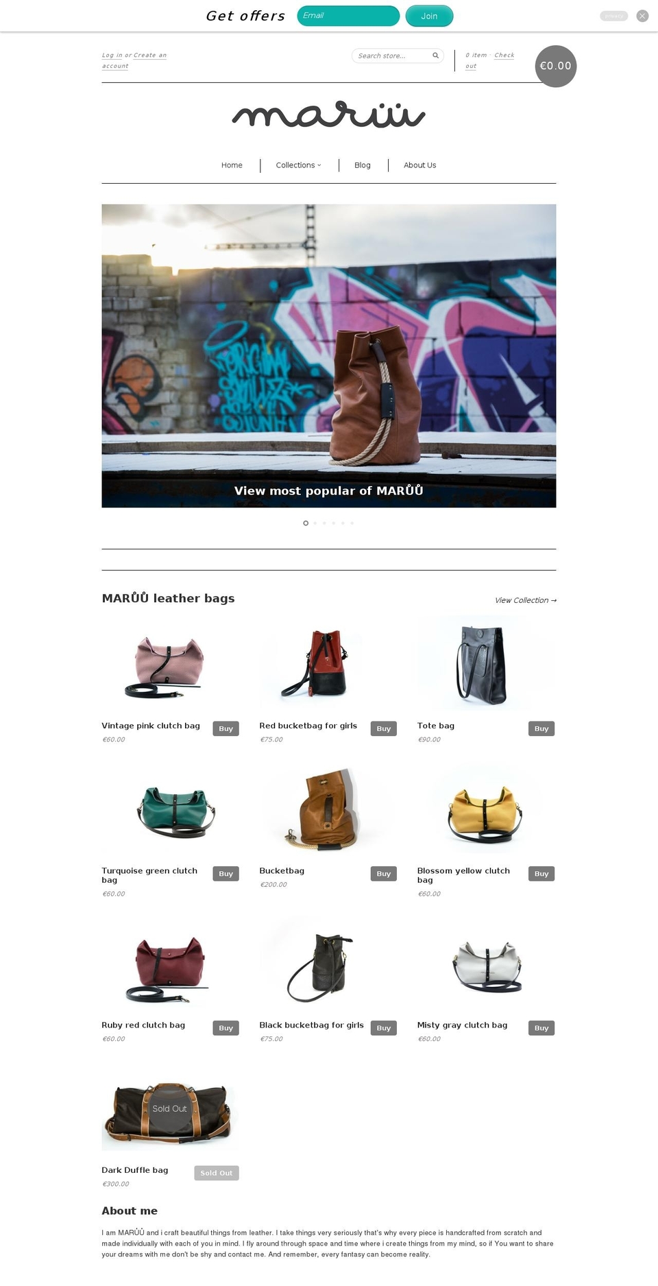 maruuleather.com shopify website screenshot