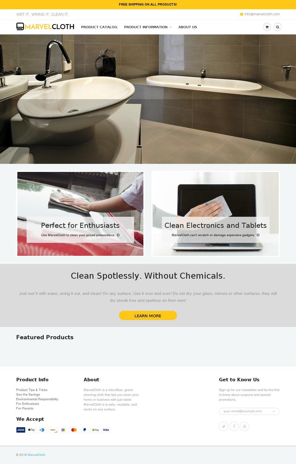 marvelcloth.com — Shopify storefront screenshot