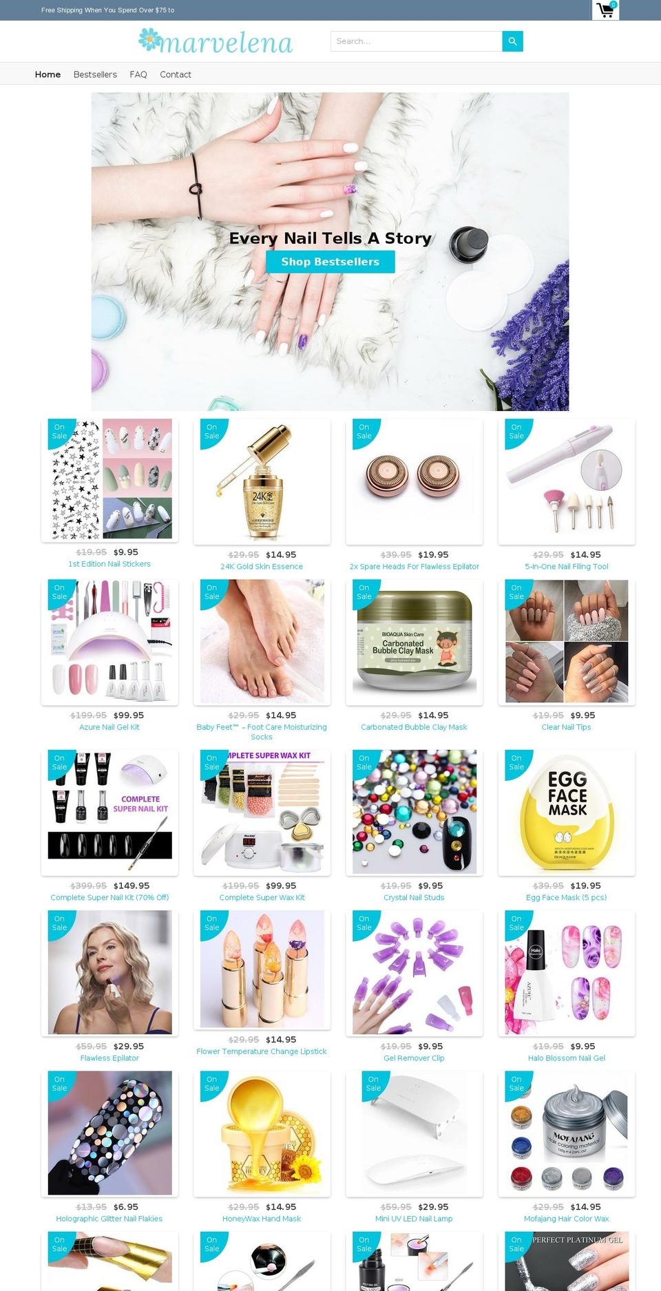 marvelena.com shopify website screenshot
