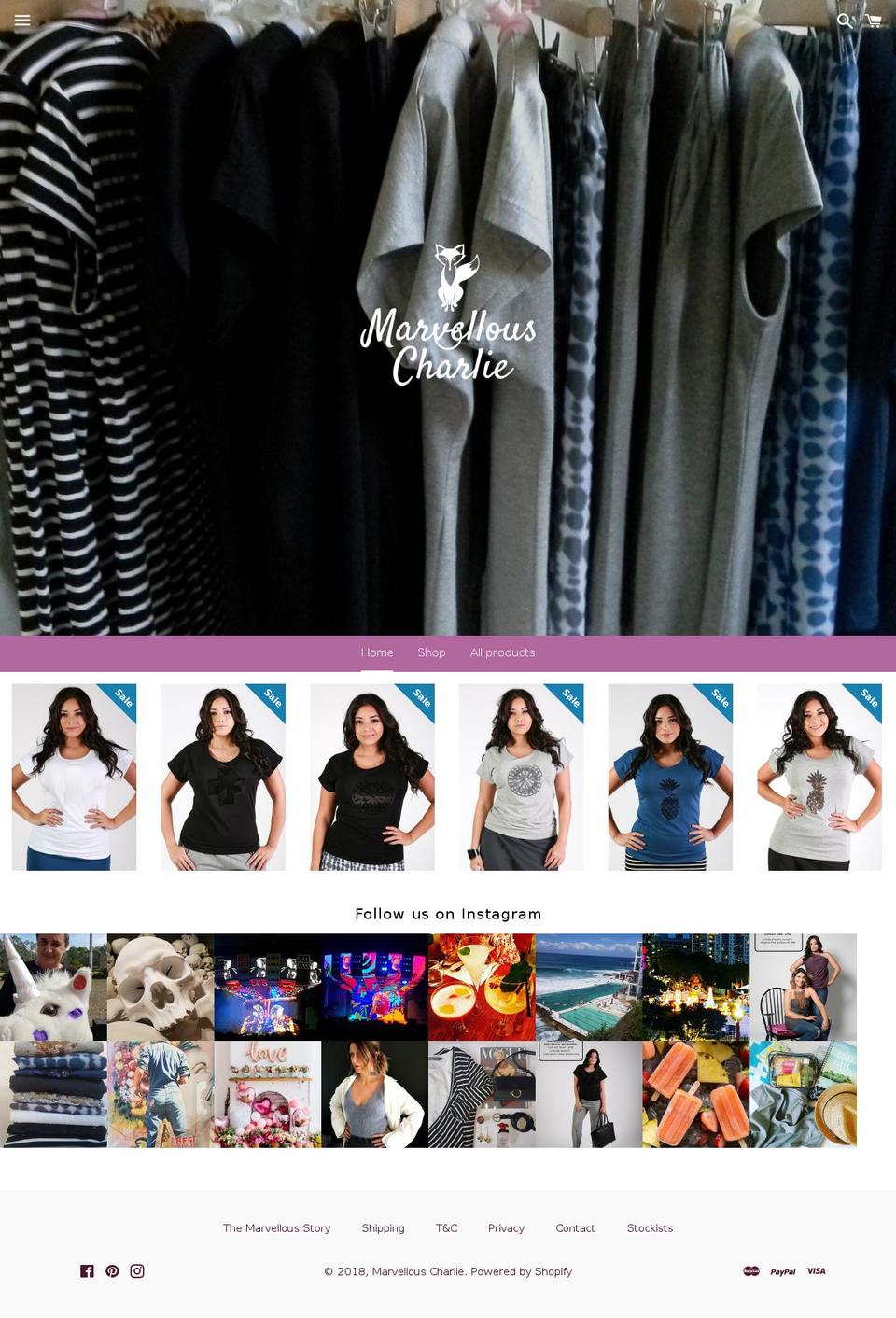 marvellouscharlie.com shopify website screenshot