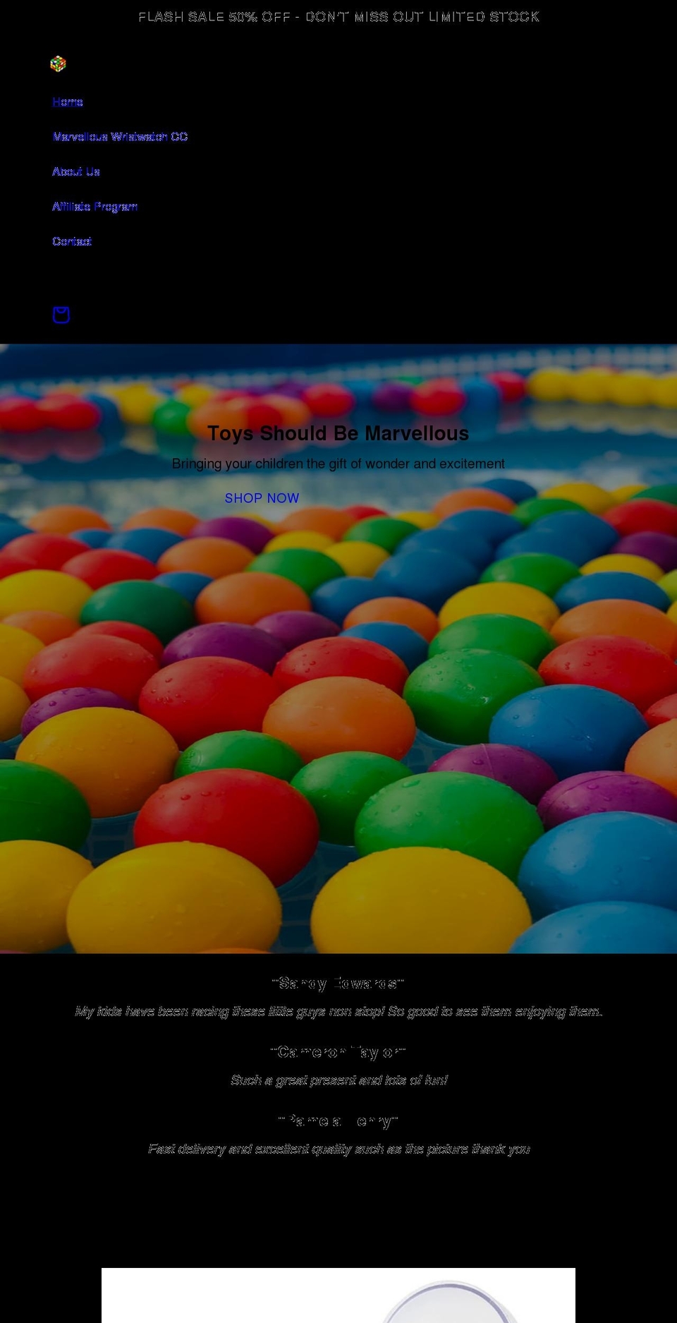 marvelloustoys.com shopify website screenshot
