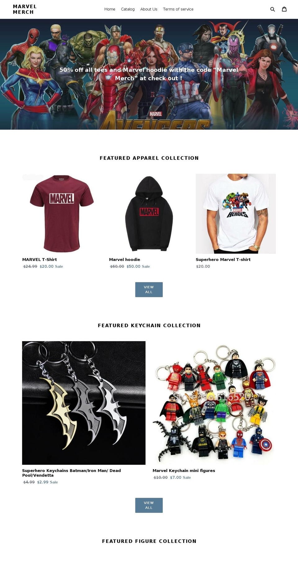 marvelmerch.com — Shopify storefront screenshot