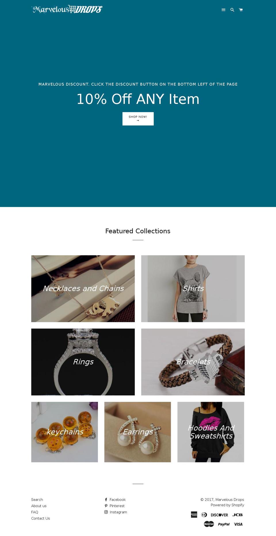 marvelousdrops.com shopify website screenshot