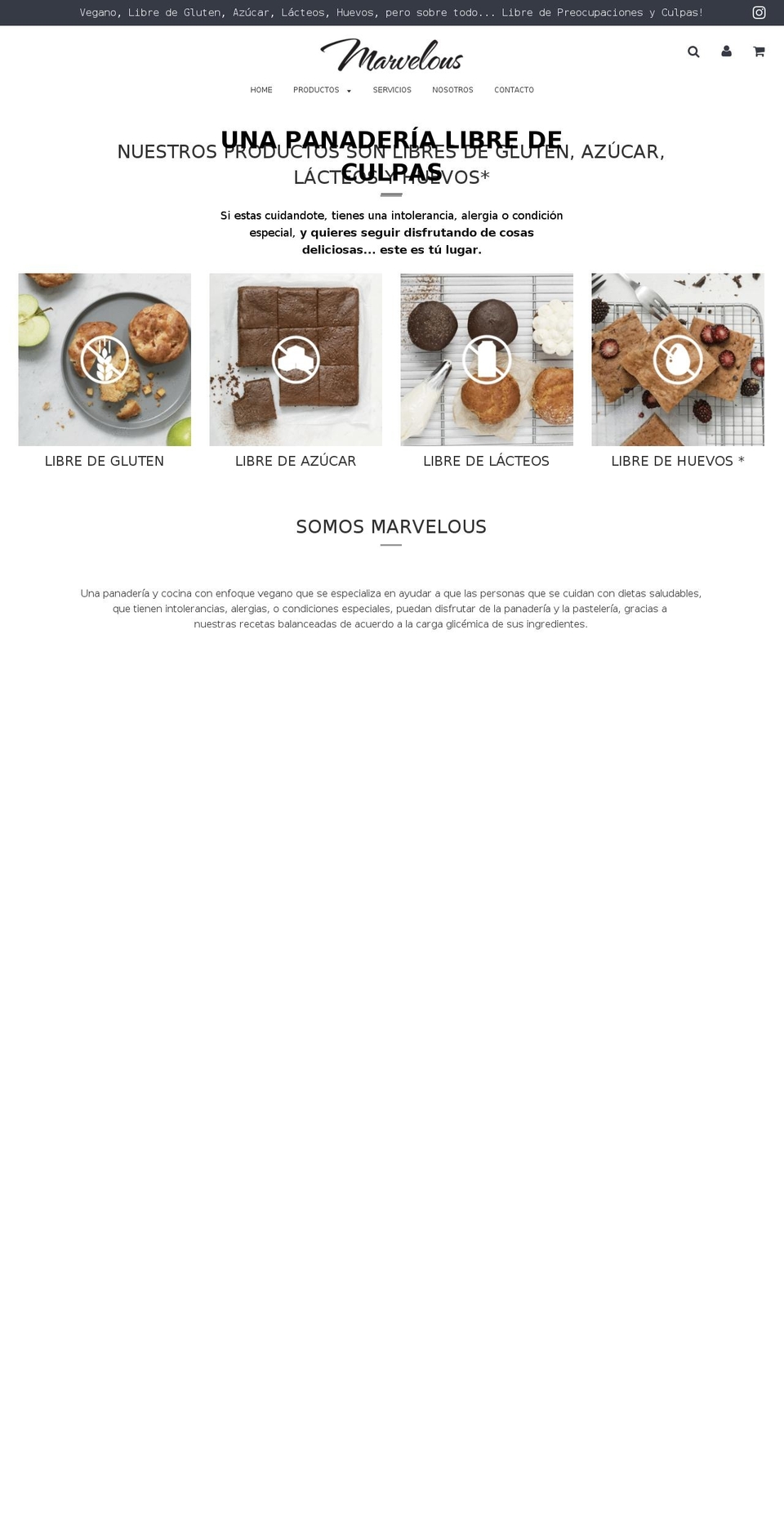 marvelouspasteleria.com shopify website screenshot