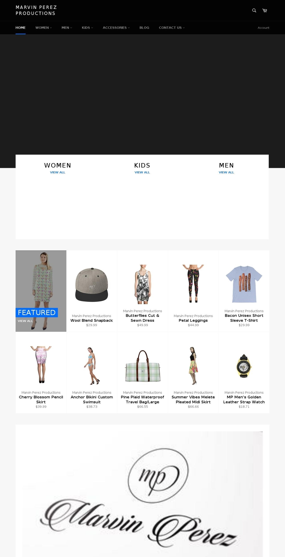 marvinperezproductions.com — Shopify storefront screenshot