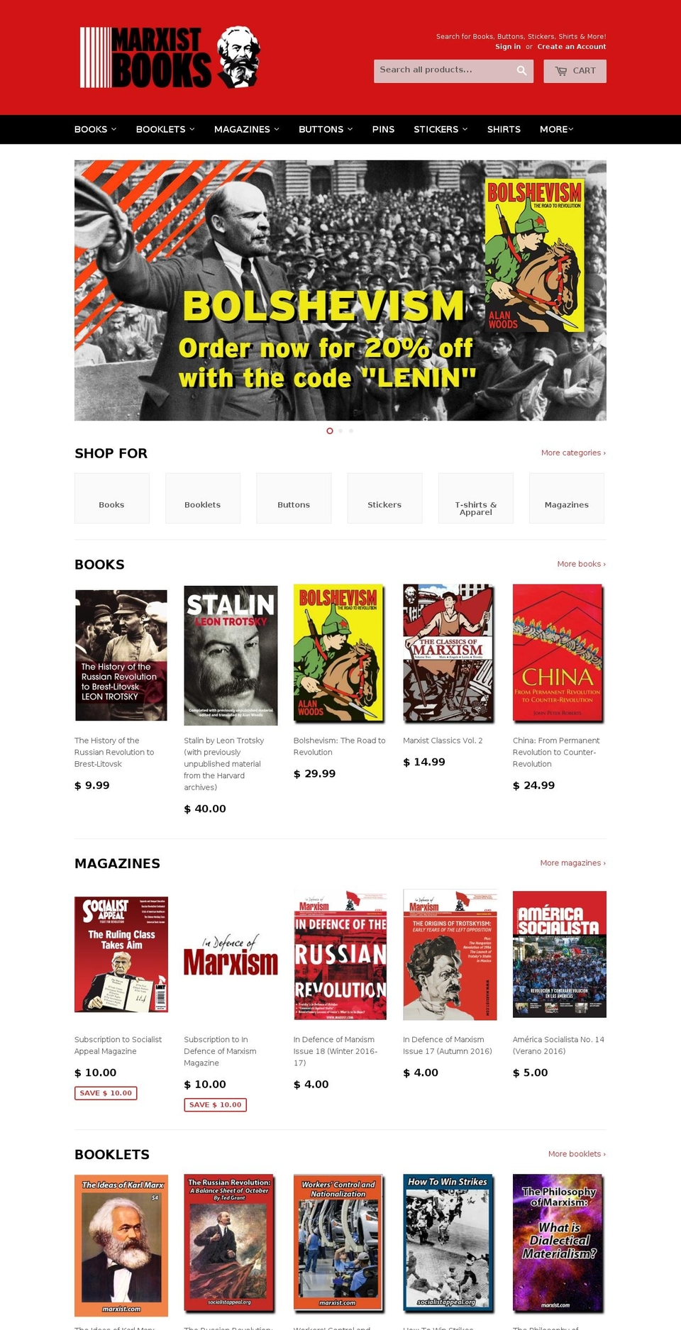 marxistbooks.com shopify website screenshot