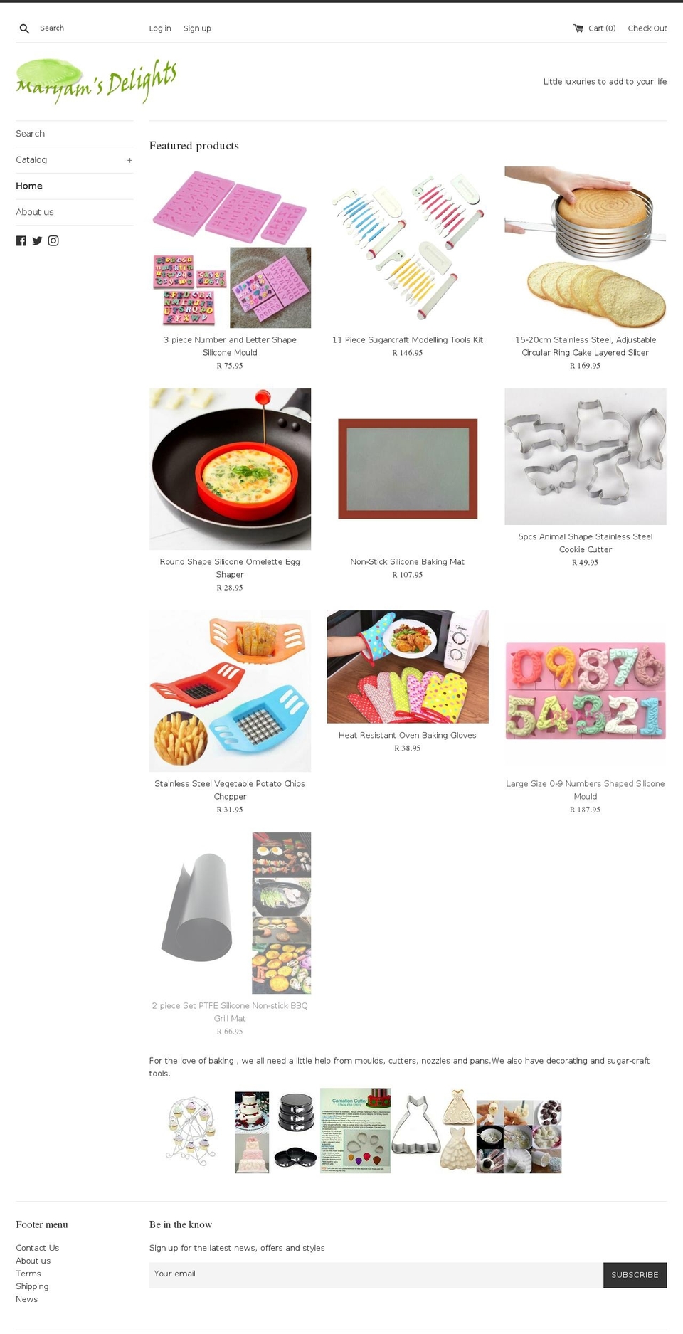 maryamsdelights.com shopify website screenshot