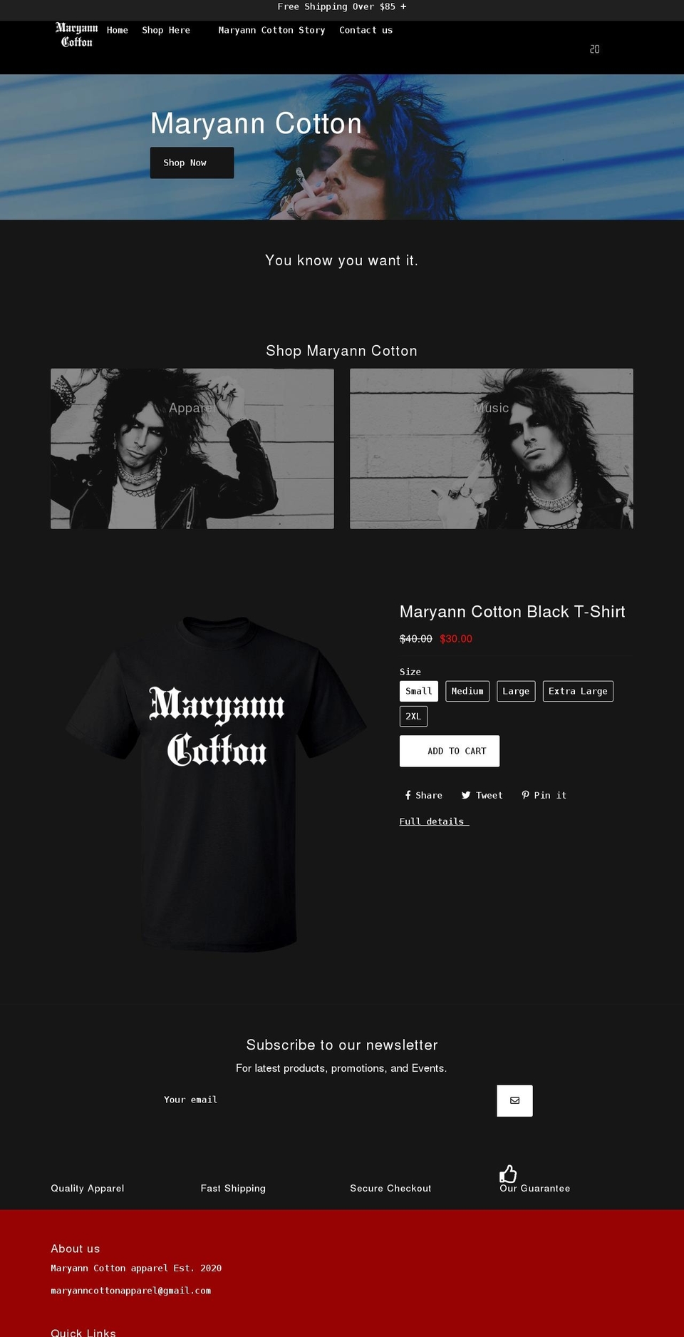 maryanncottonshop.com shopify website screenshot