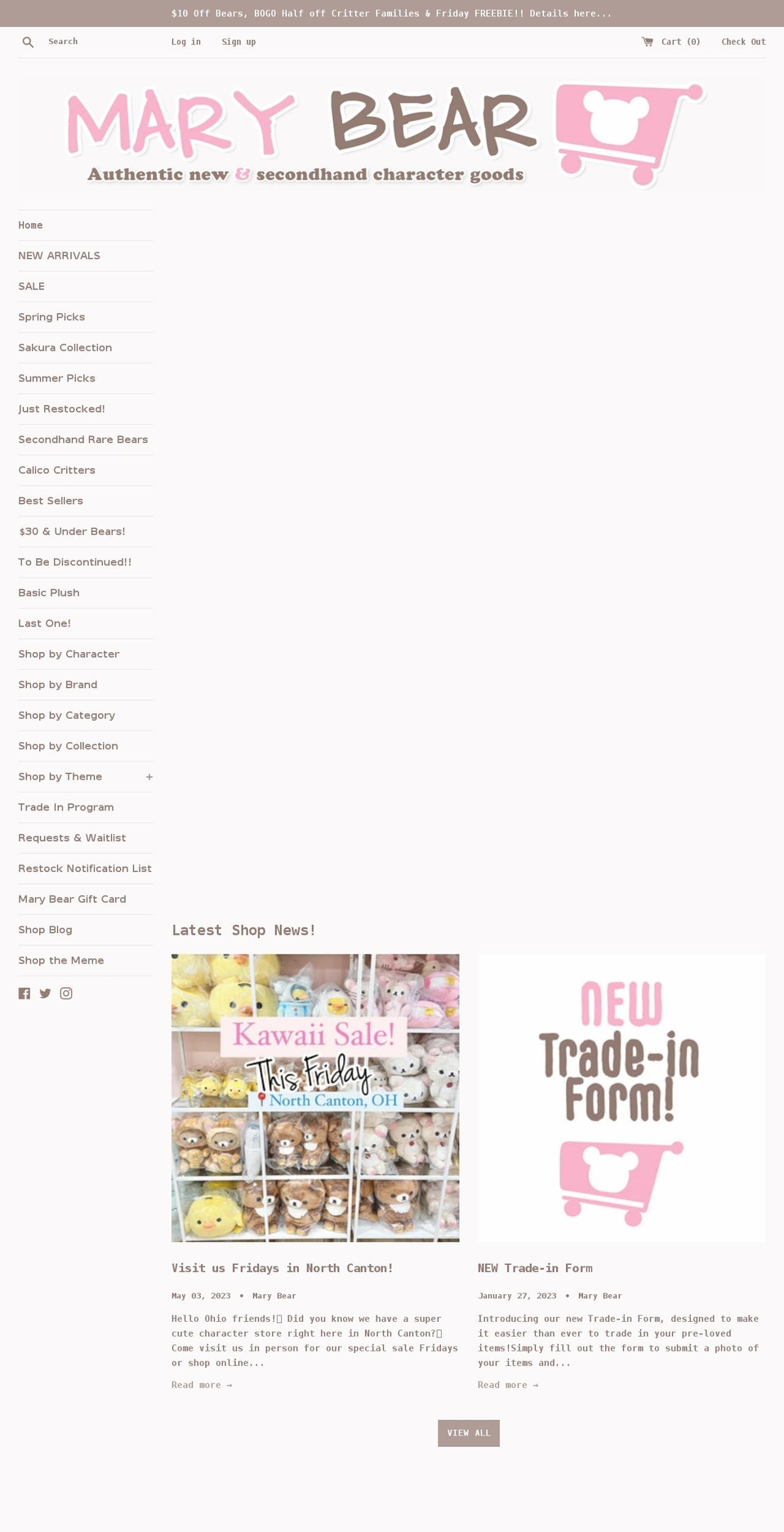 marybearshop.com shopify website screenshot