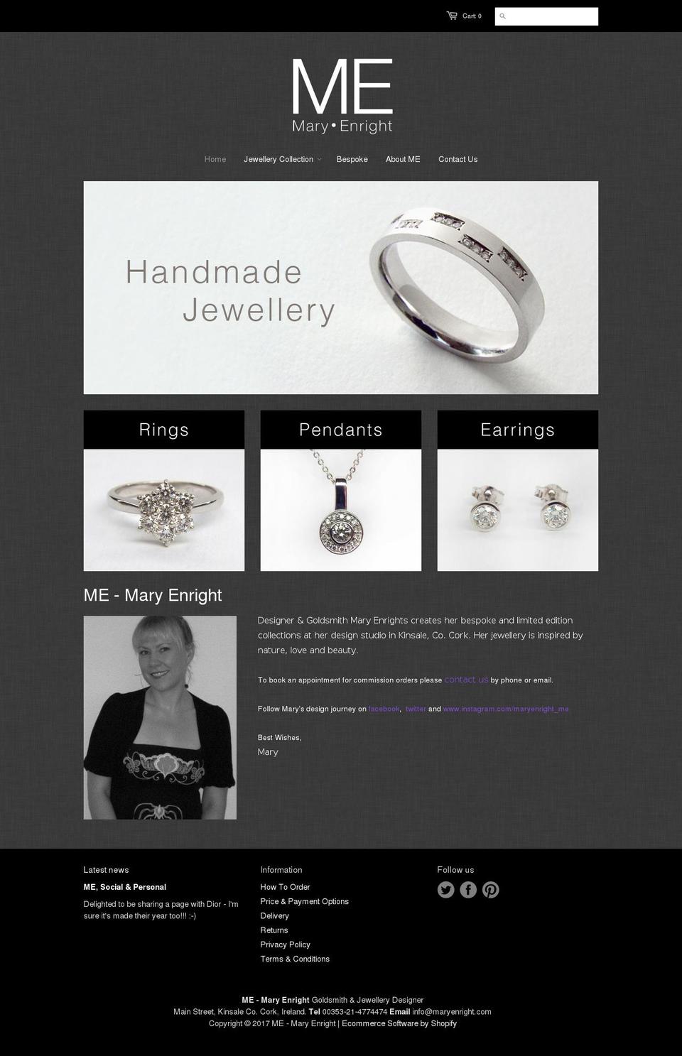 maryenright.com shopify website screenshot