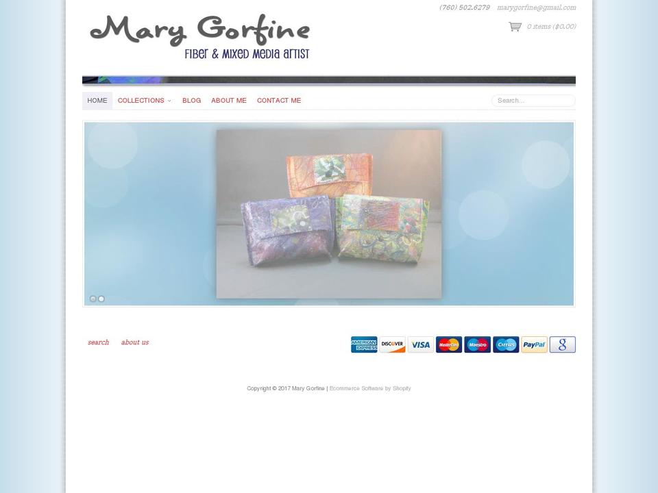 marygorfine.com shopify website screenshot