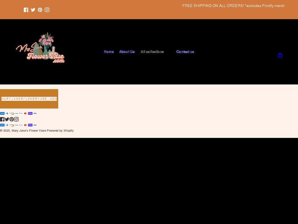 maryjanesflowervase.com shopify website screenshot