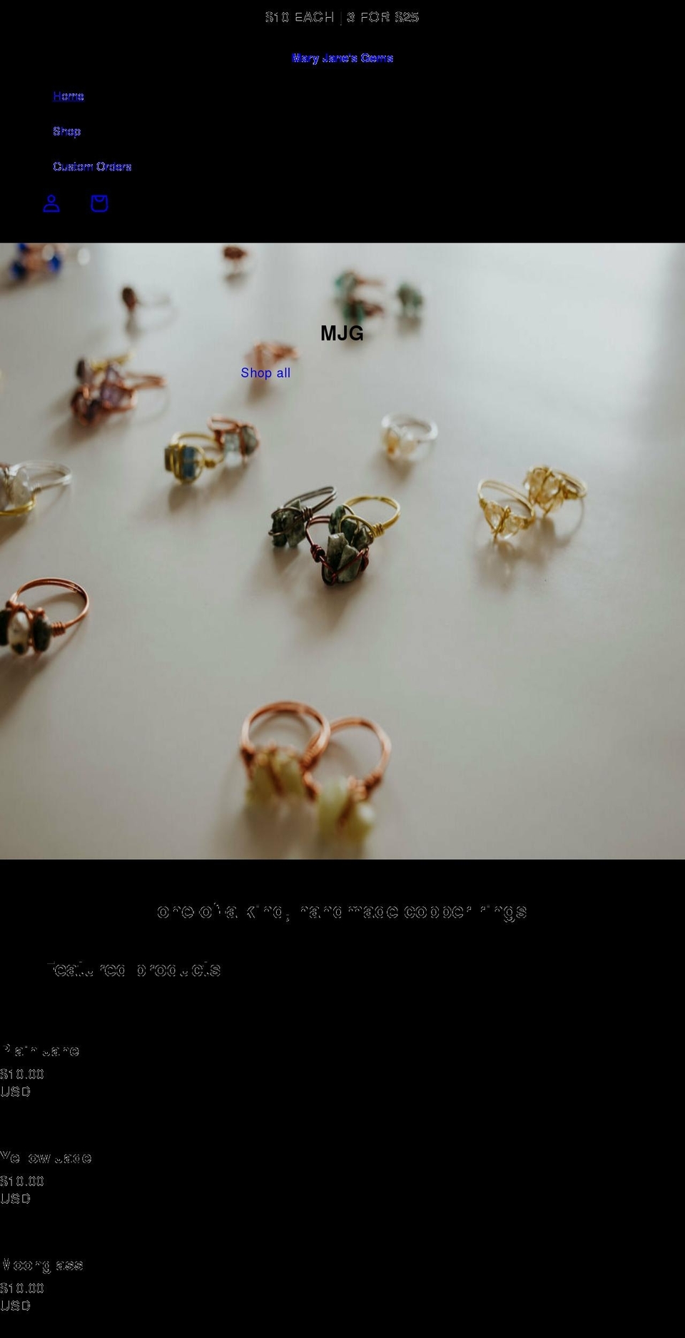 maryjanesgems.com — Shopify storefront screenshot