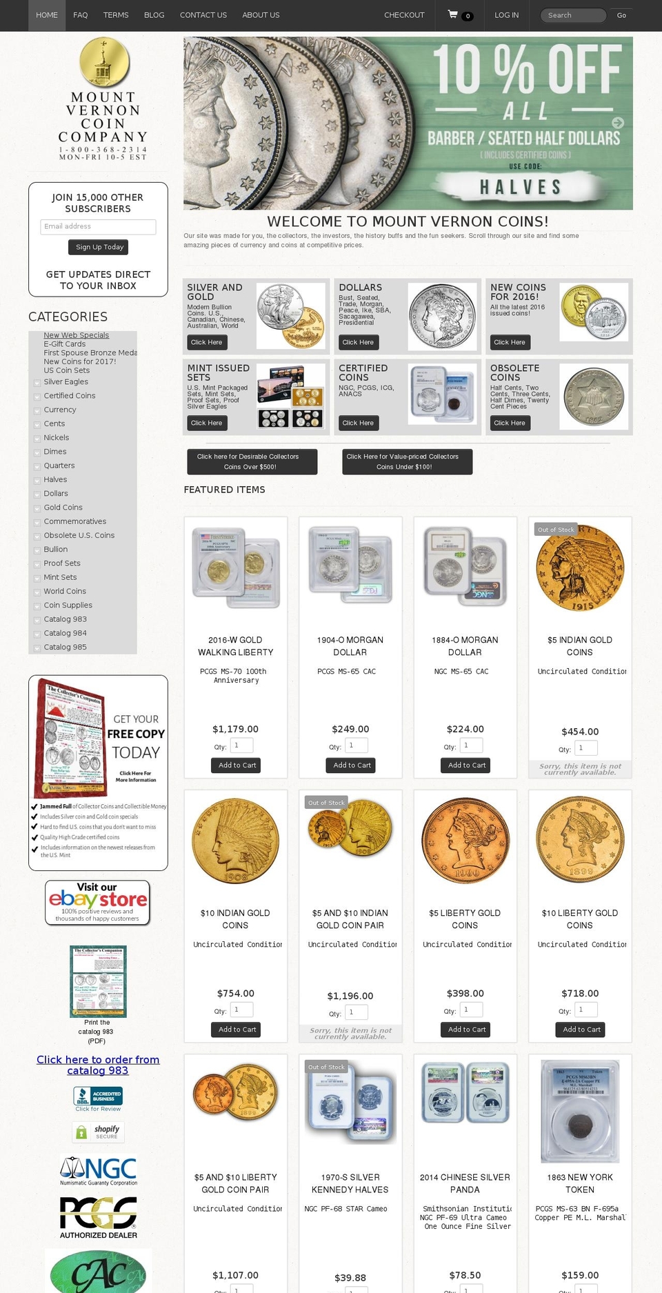 Lucid One Shopify theme site example marylandcoinshop.com