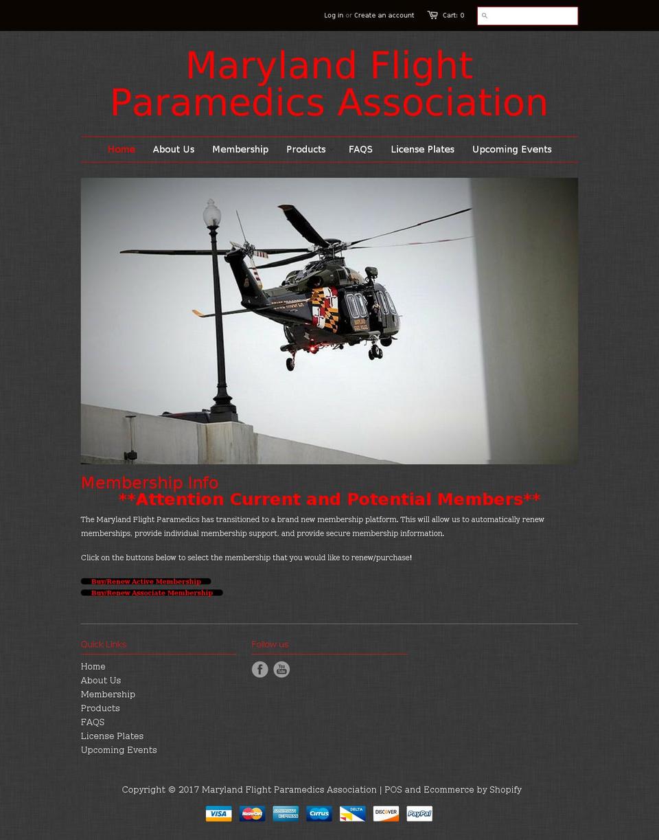 marylandflightparamedics.com shopify website screenshot