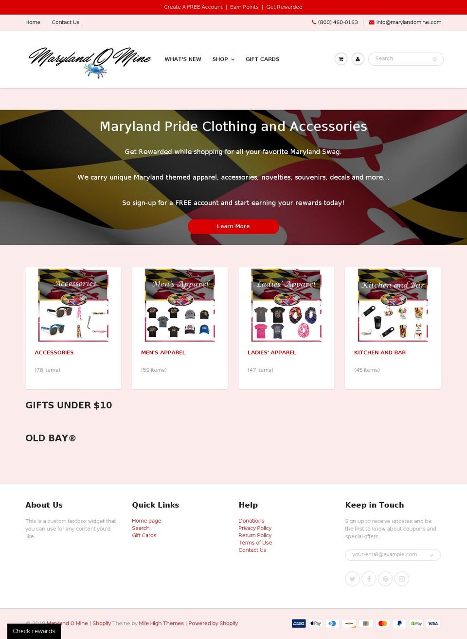 marylandomine.com — Shopify storefront screenshot