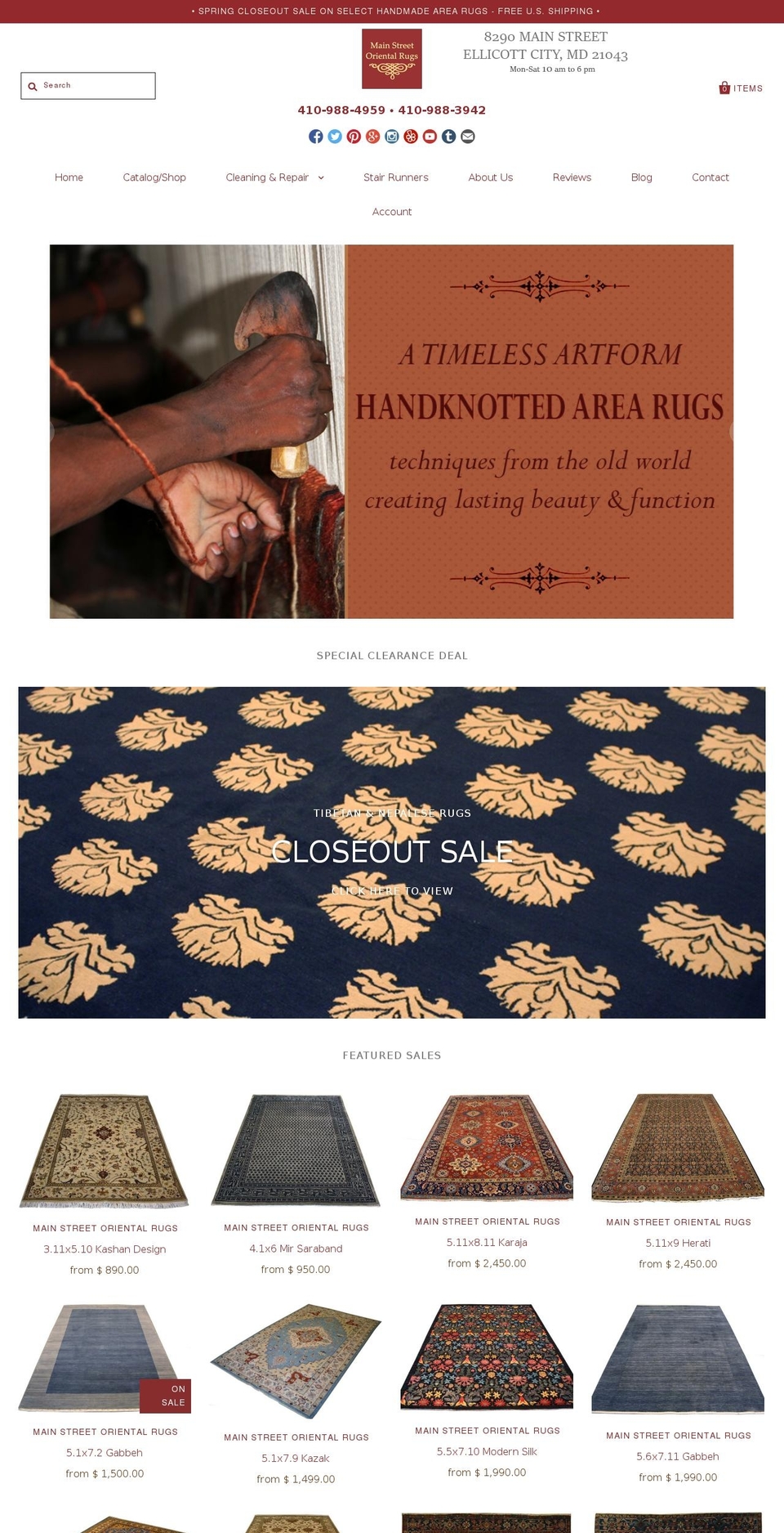 marylandorientalrugs.com shopify website screenshot