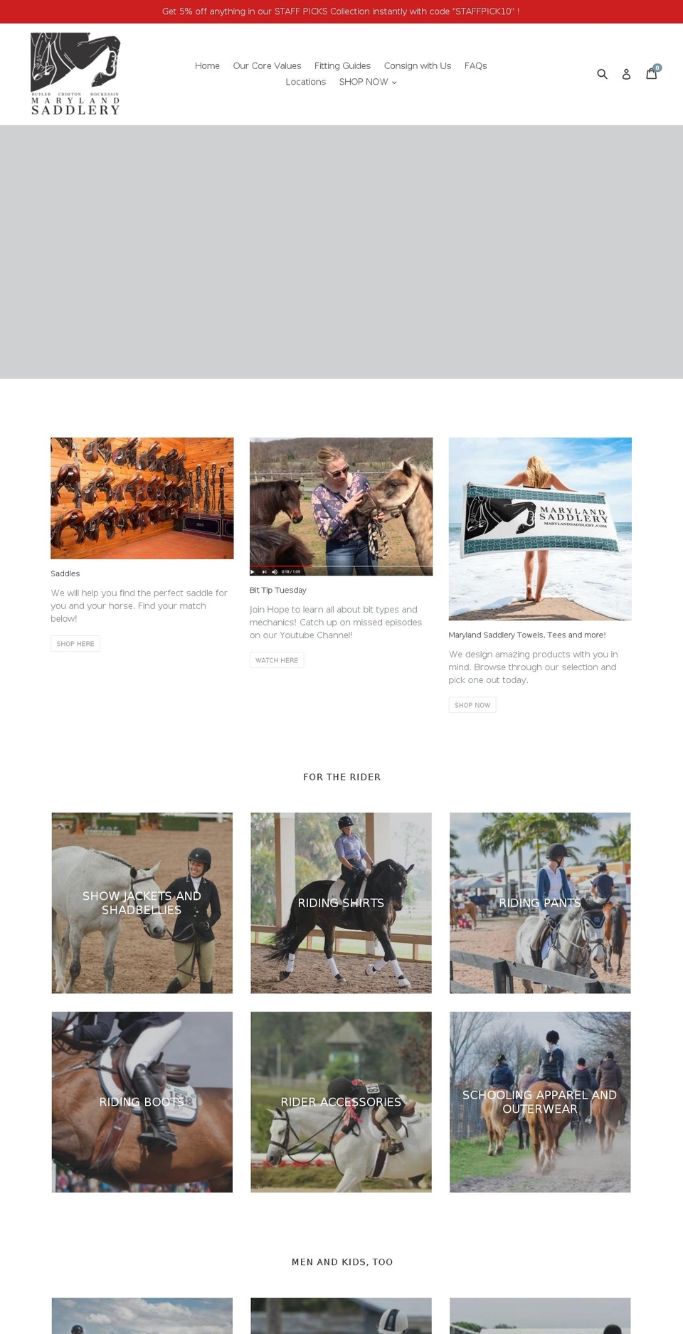 marylandsaddlery.com shopify website screenshot