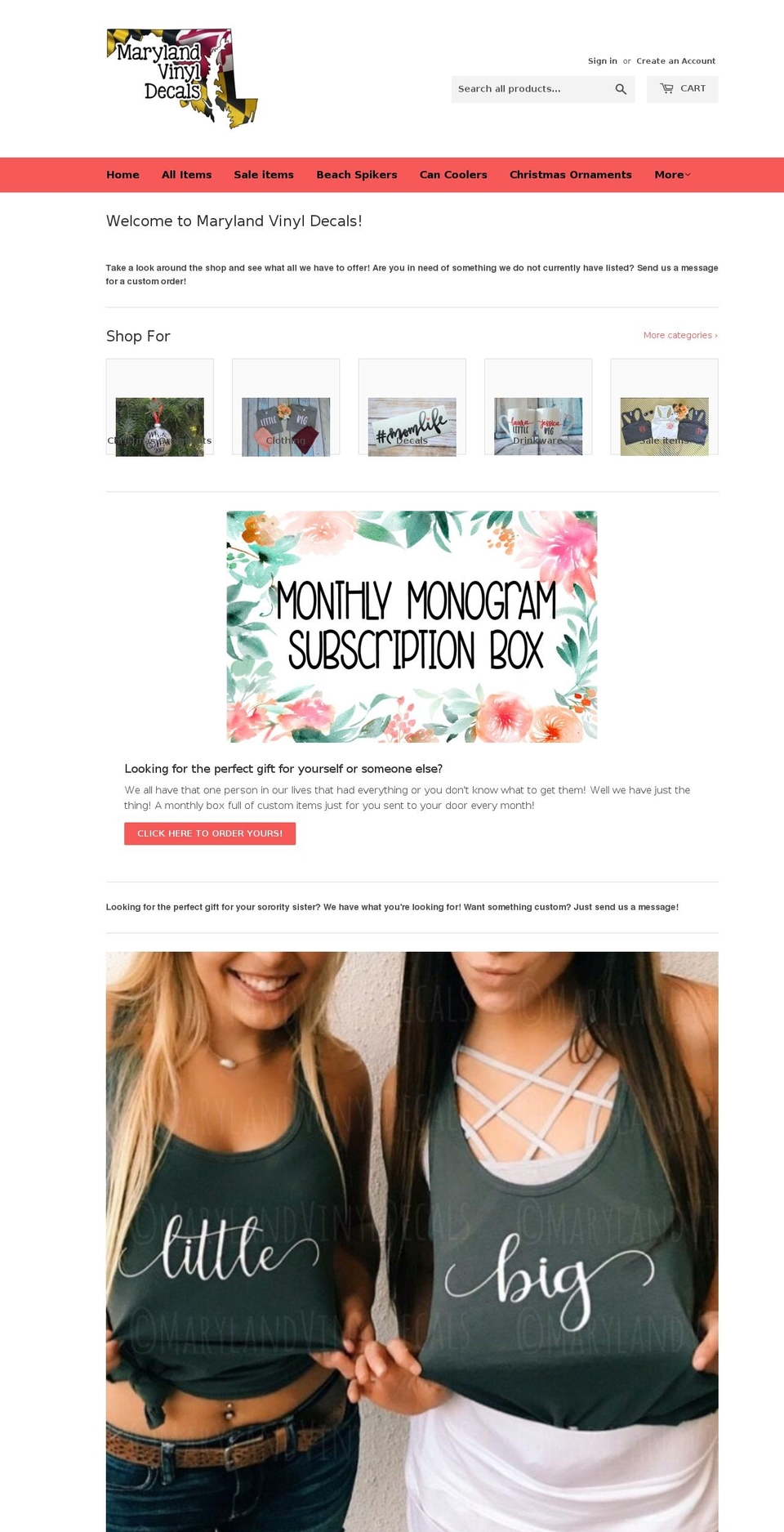 marylandvinyldecals.com — Shopify storefront screenshot