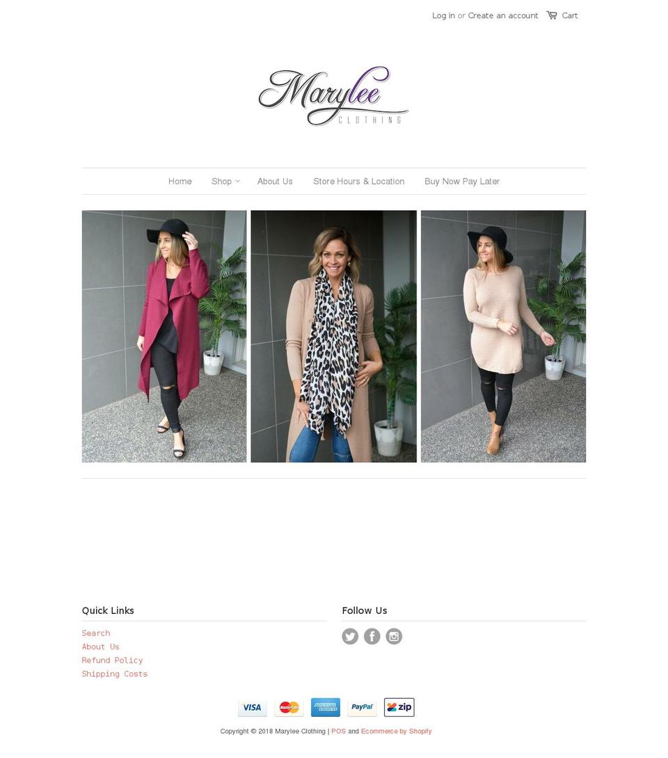 maryleeclothing.com.au shopify website screenshot