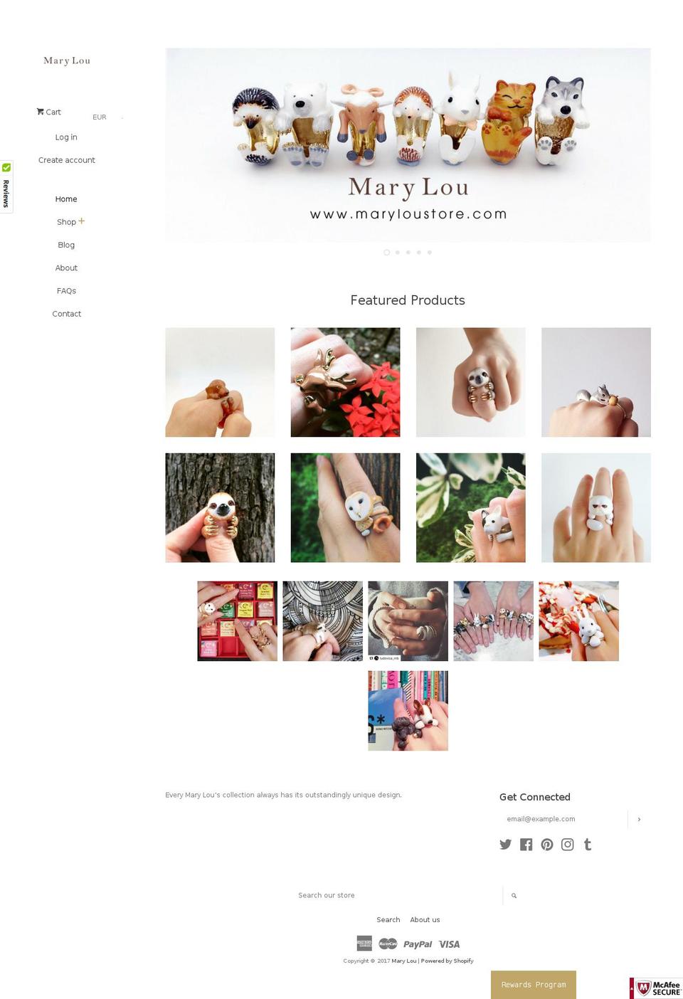 maryloustore.com shopify website screenshot