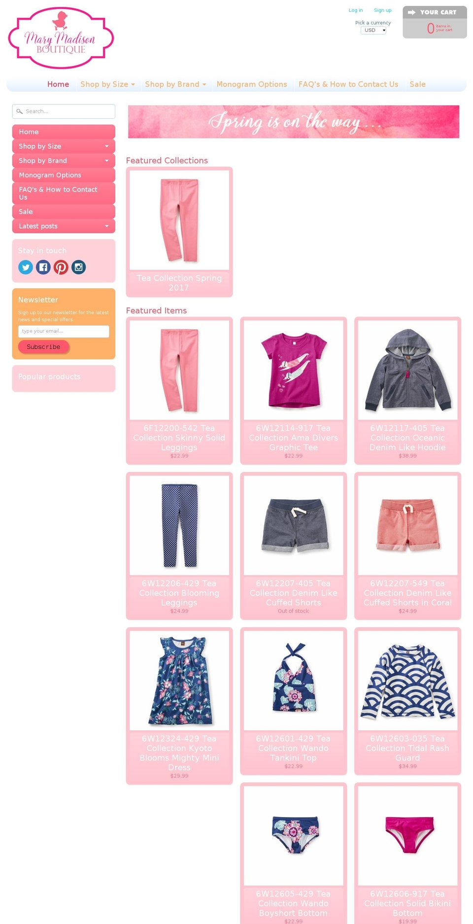 marymadisonboutique.com shopify website screenshot