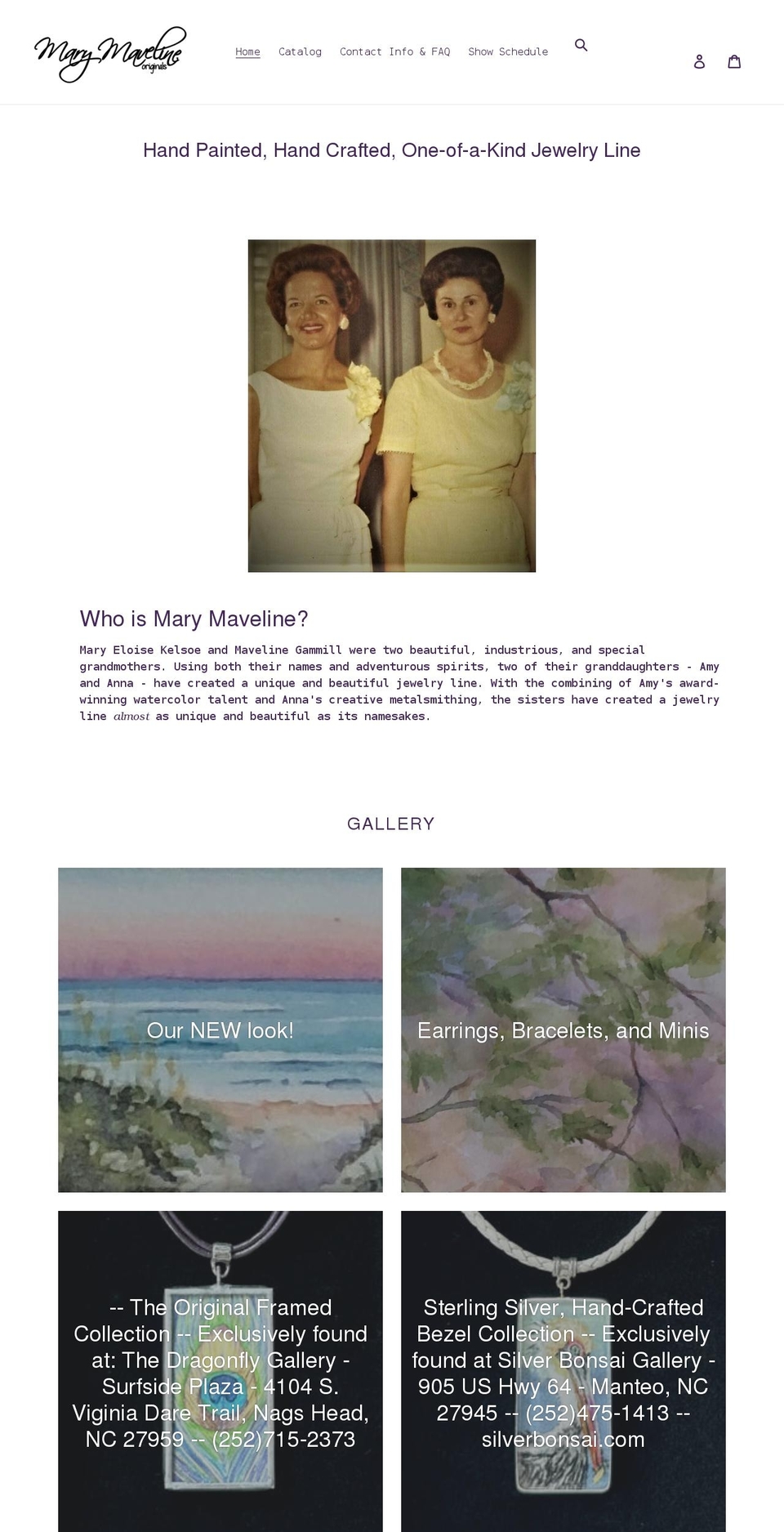 marymavelineoriginals.com shopify website screenshot