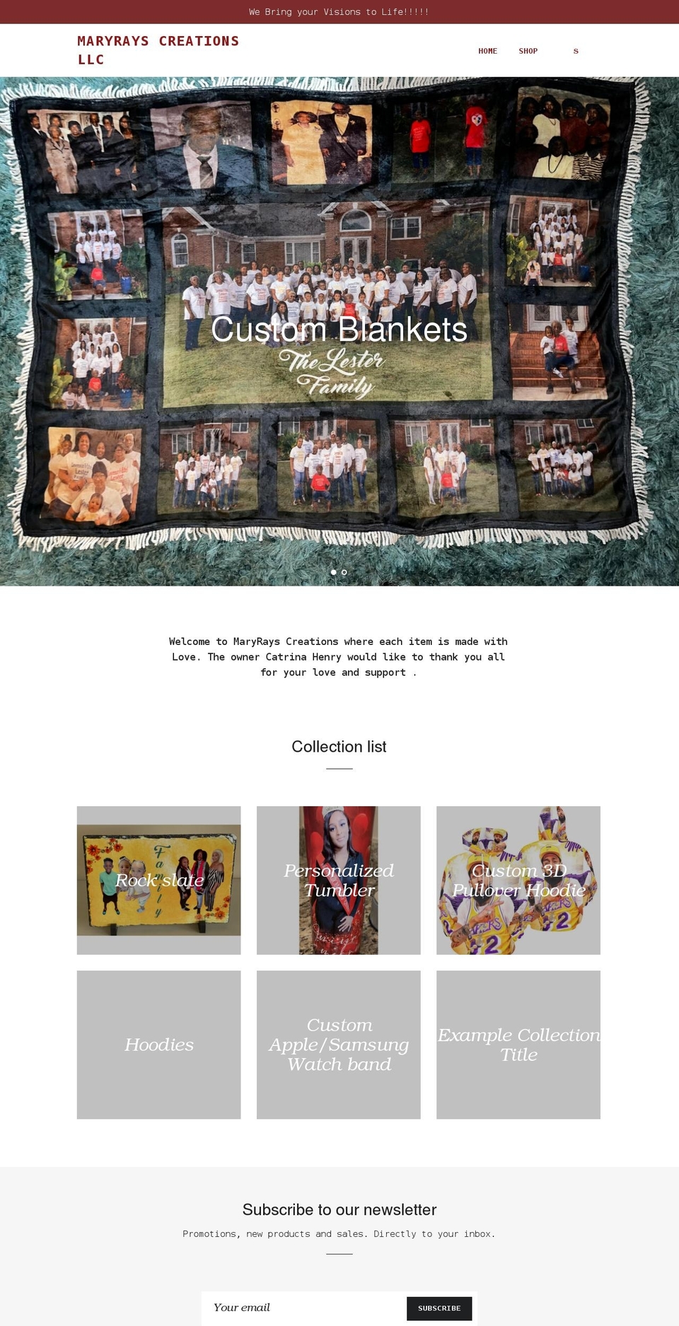 maryrayscreations.com shopify website screenshot