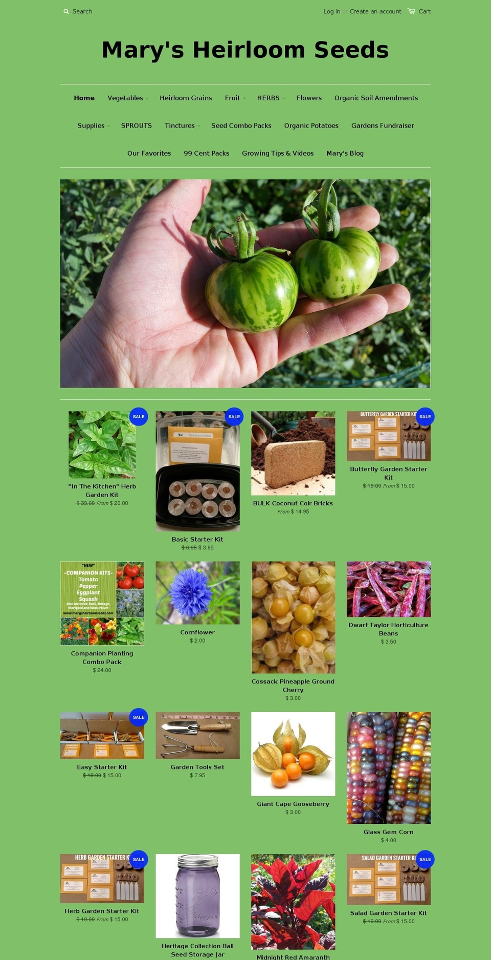marysheirloomseeds.com shopify website screenshot