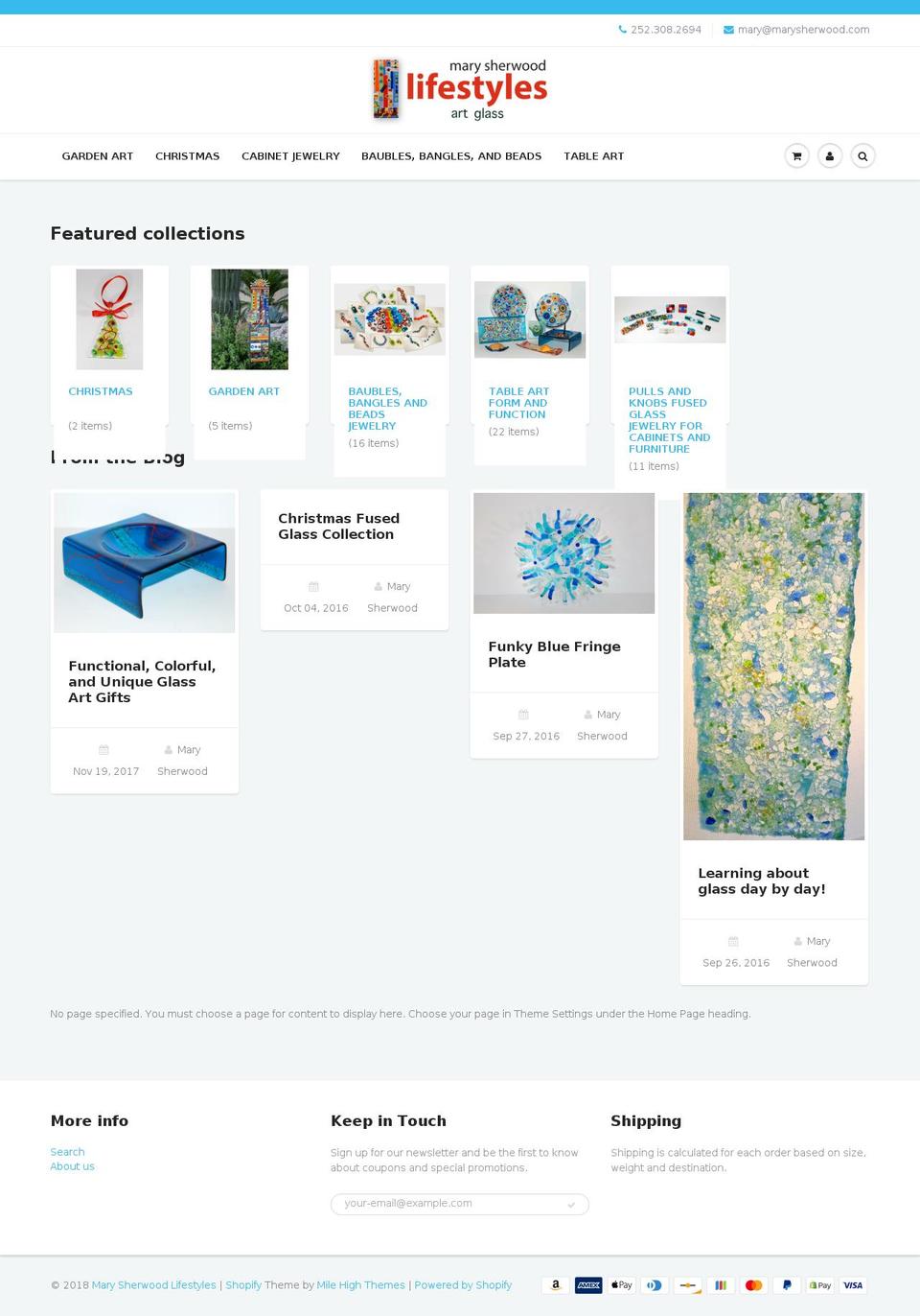 marysherwoodartglass.com shopify website screenshot