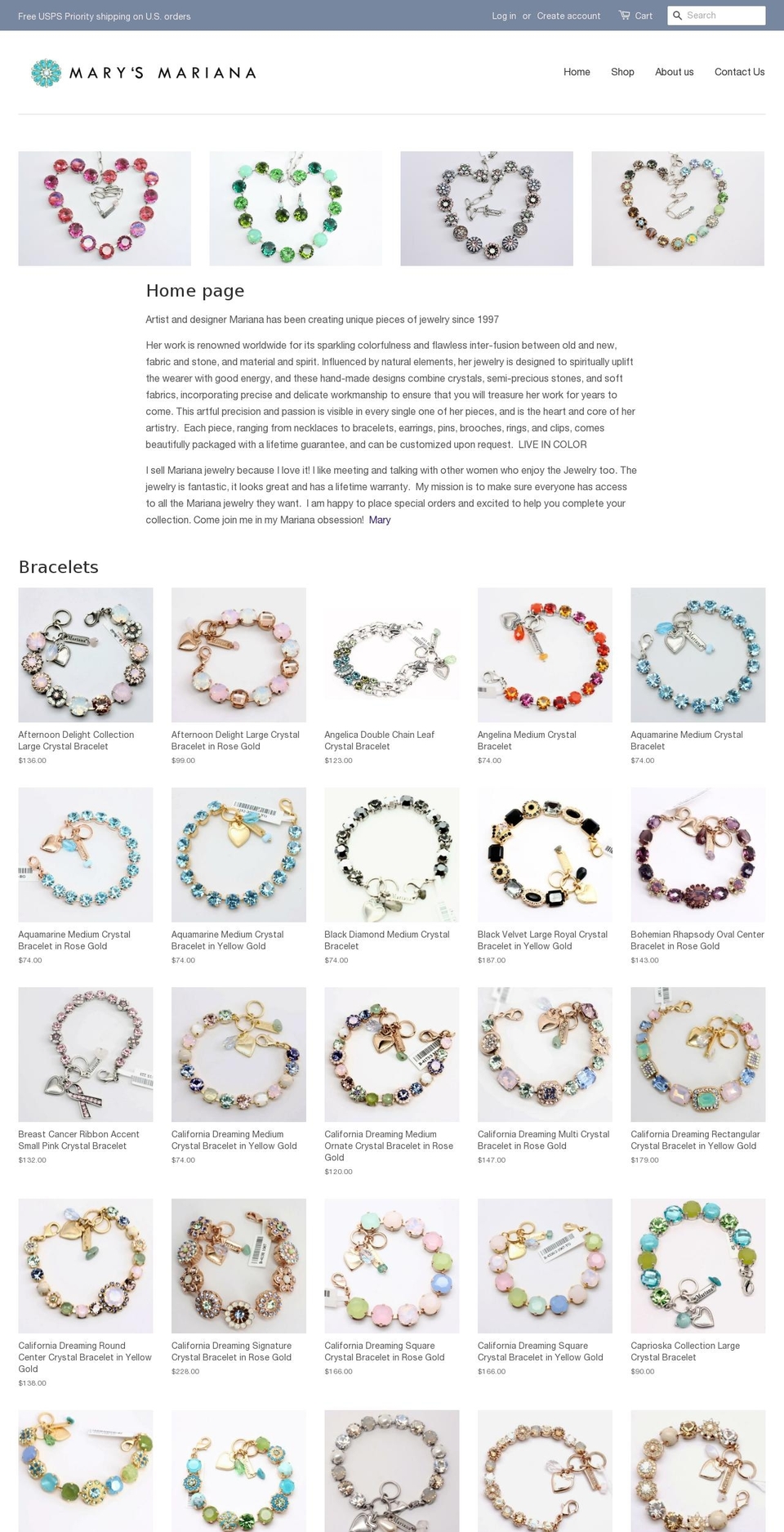 marysmariana.com shopify website screenshot