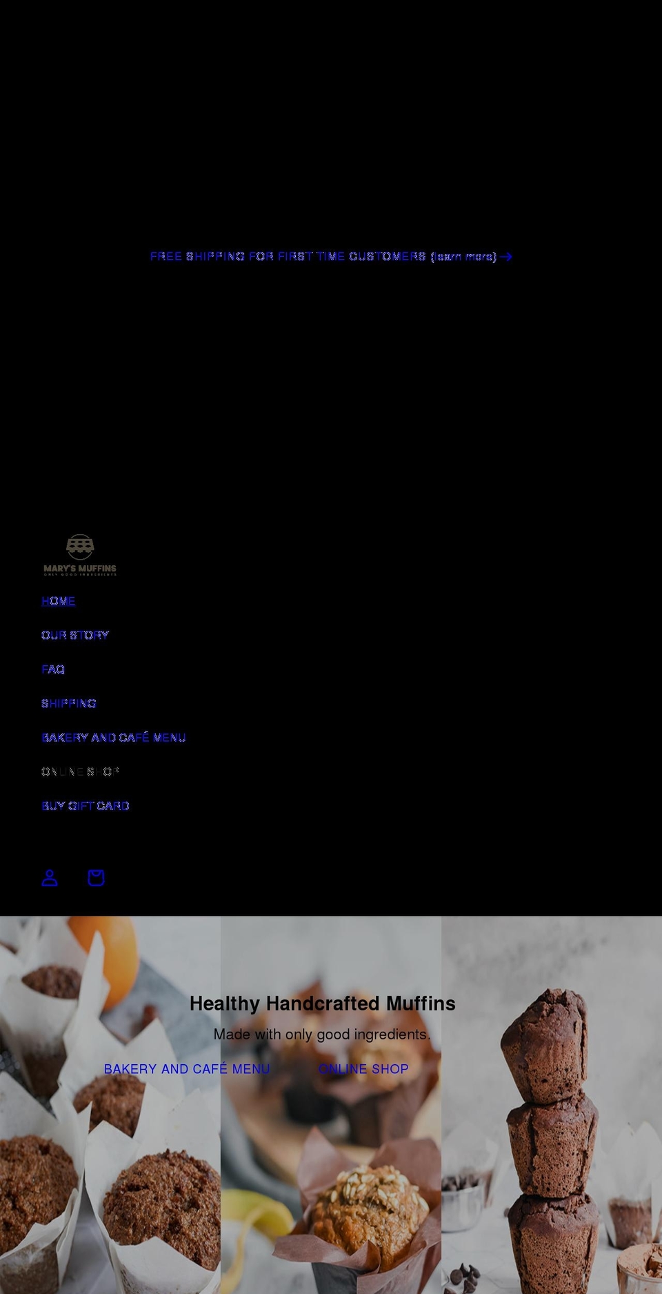 marysmuffins.com shopify website screenshot