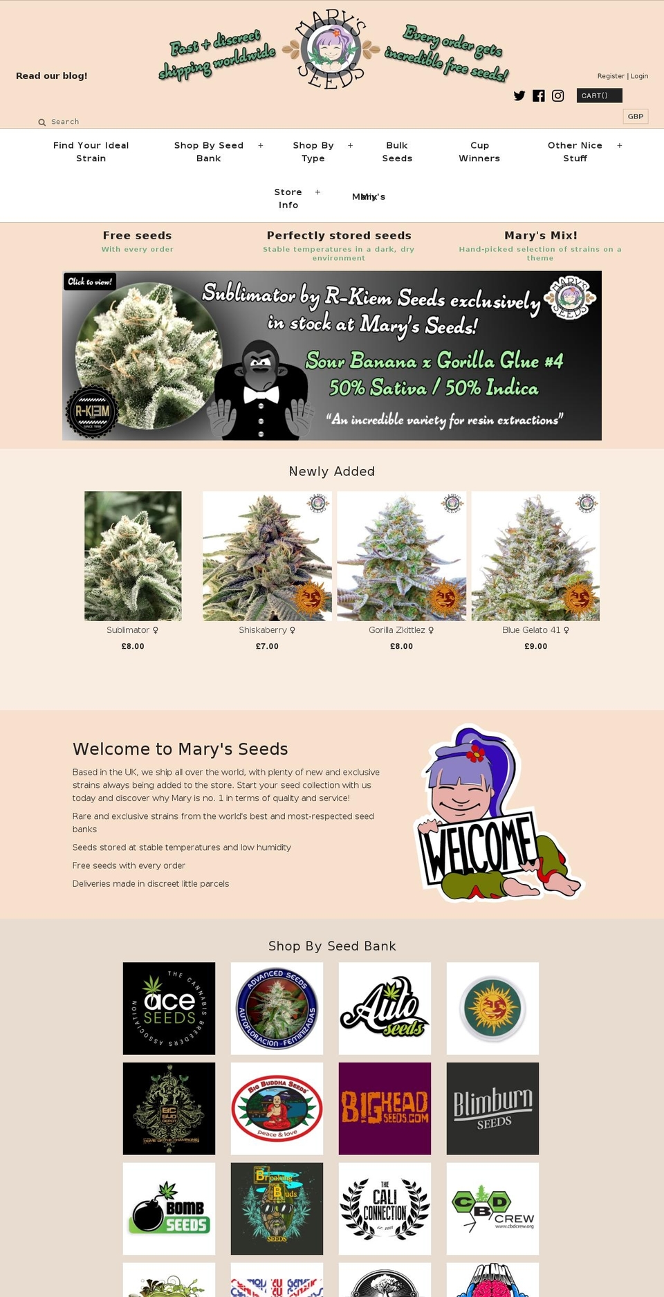 REBRAND Shopify theme site example marysseeds.co.uk