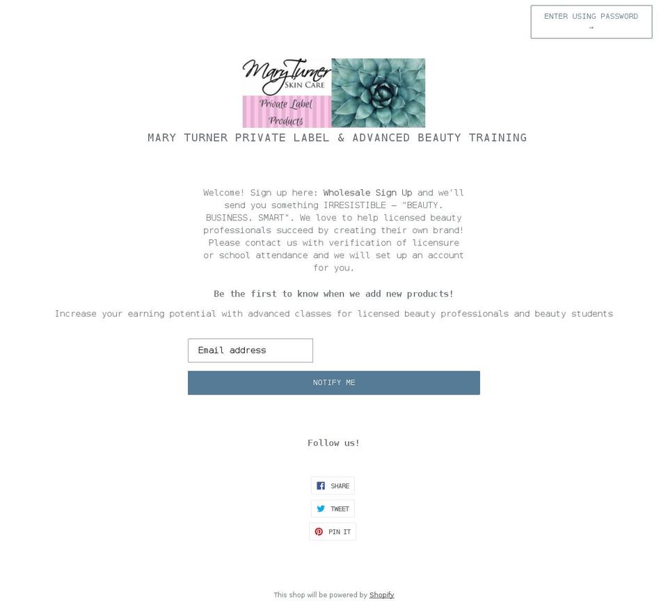 maryturnerpl.com shopify website screenshot
