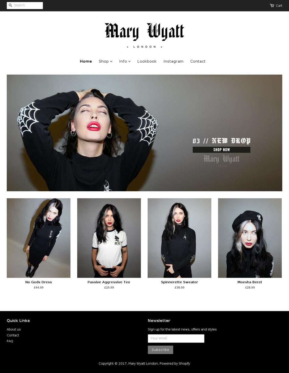 marywyattlondon.com shopify website screenshot