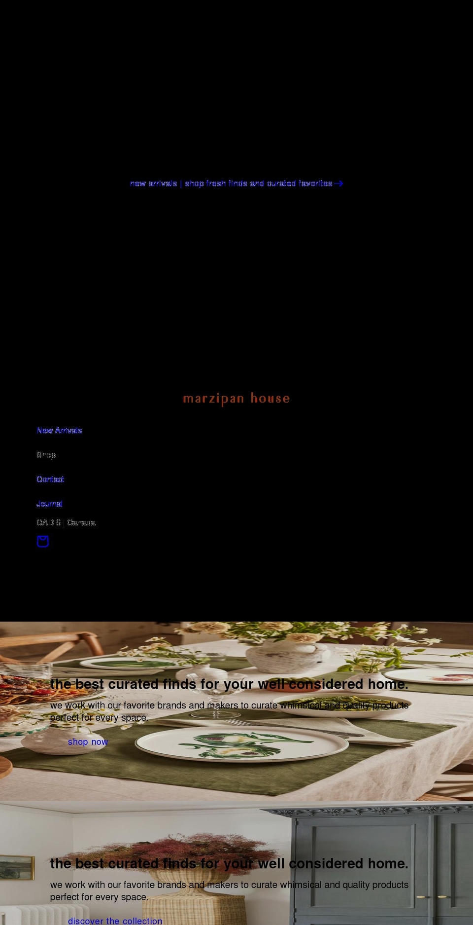 marzipanhouse.com shopify website screenshot