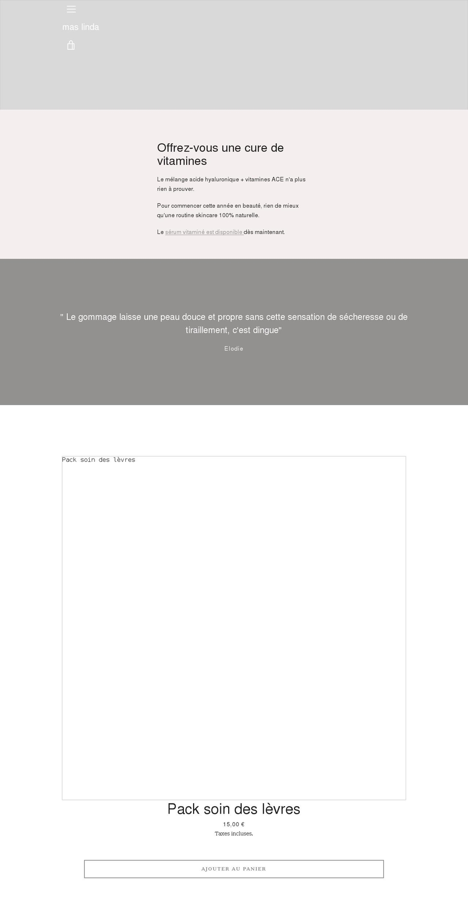 mas-linda.com shopify website screenshot