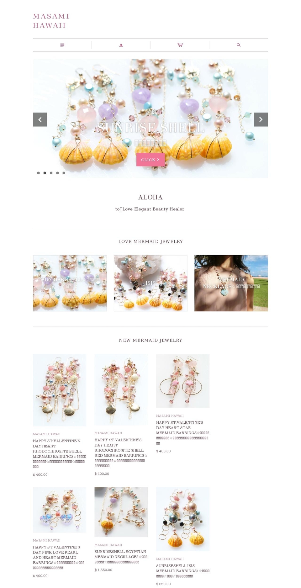 masamihawaii.com shopify website screenshot