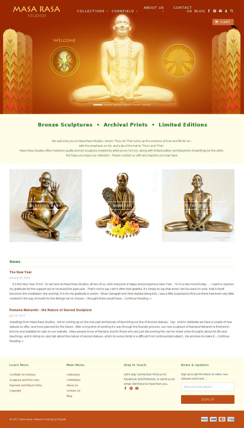 masarasastudios.com shopify website screenshot