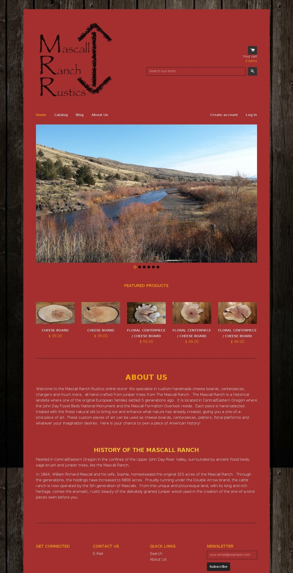 mascallranchrustics.com shopify website screenshot
