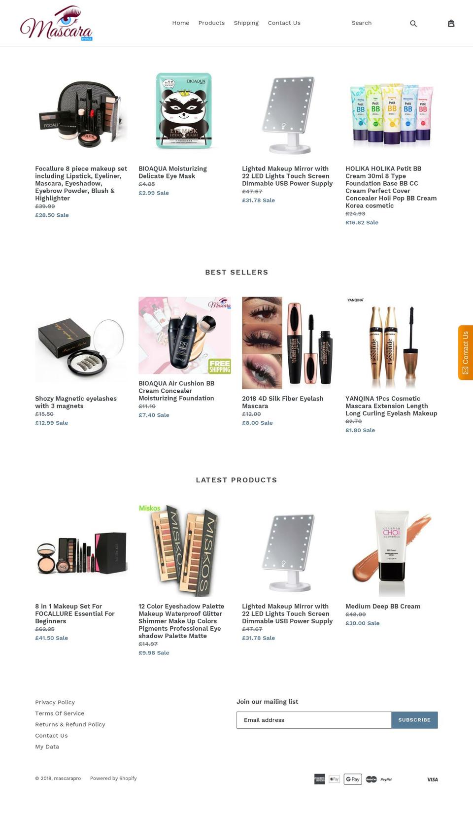 mascarapro.com — Shopify storefront screenshot