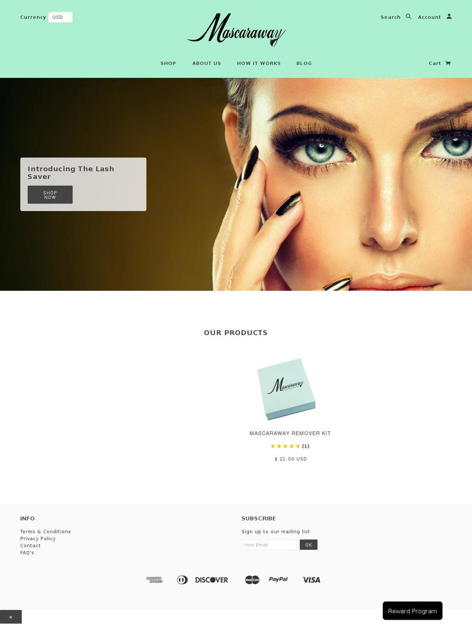 mascaraway.com — Shopify storefront screenshot