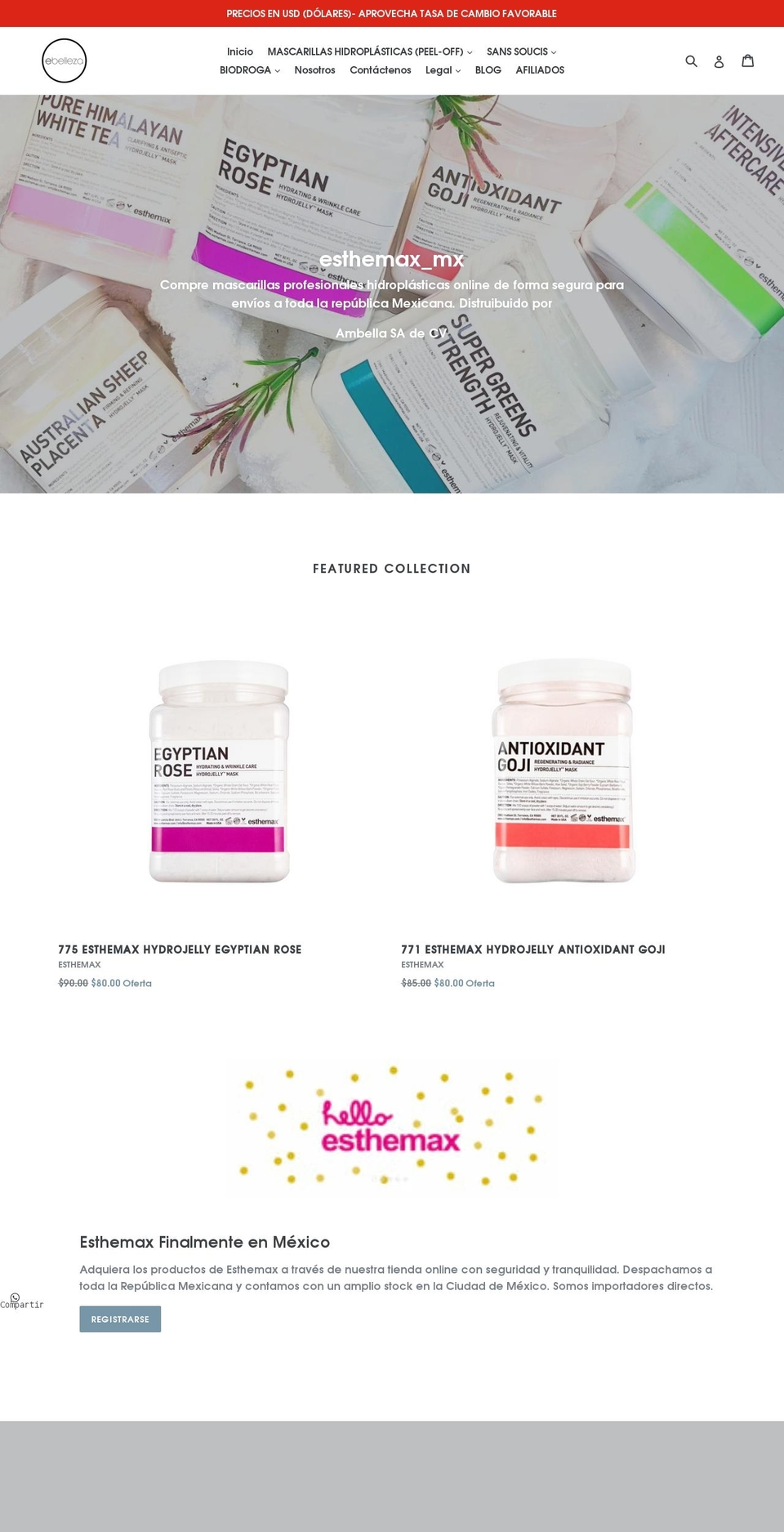 mascarillas-mexico.com shopify website screenshot