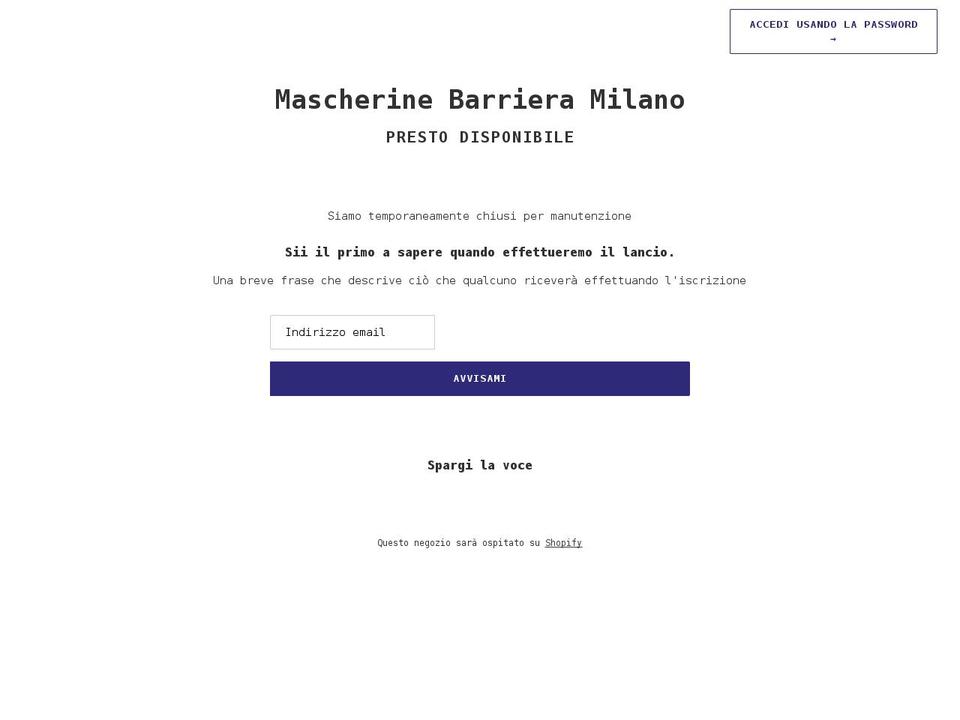 mascherinebarriera.com shopify website screenshot