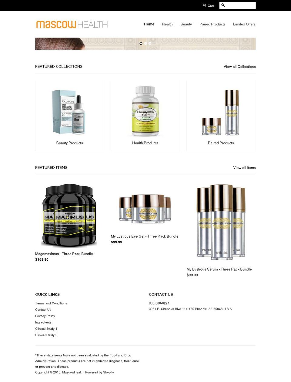 mascowhealth.com — Shopify storefront screenshot