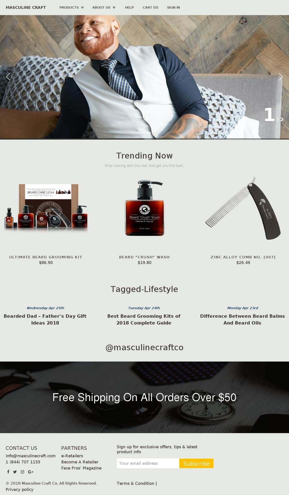 masculinecraft.com — Shopify storefront screenshot