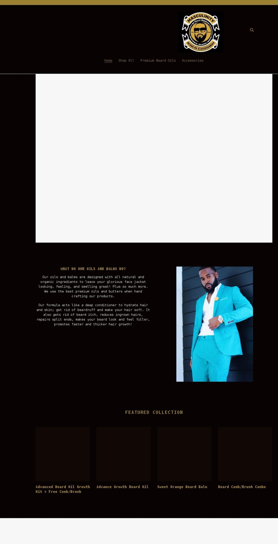 masculinitybeards.com shopify website screenshot