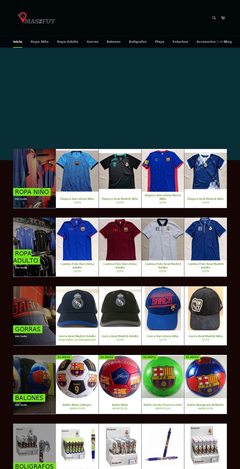 masdefut.com — Shopify storefront screenshot