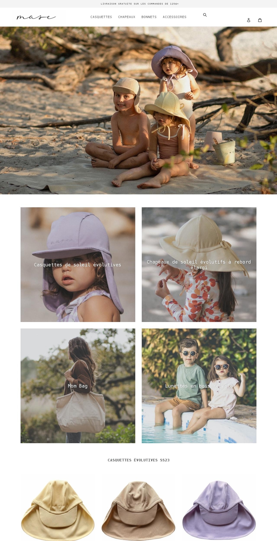 maseandhats.com shopify website screenshot