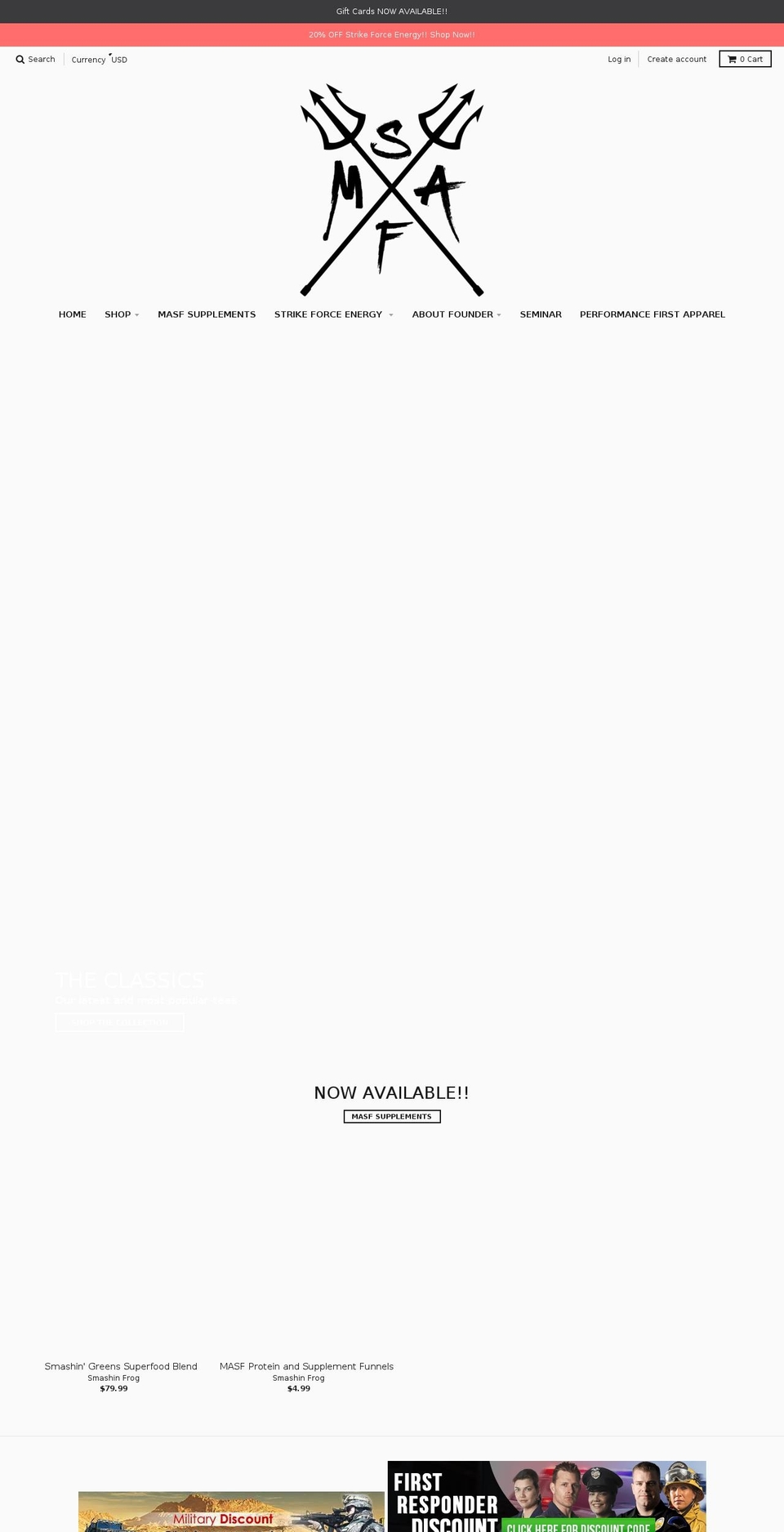 masfapparel.com — Shopify storefront screenshot